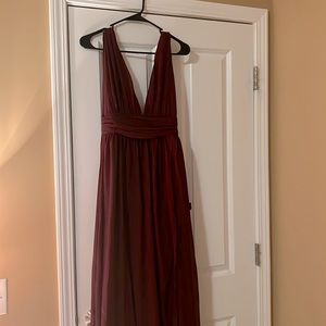 NWT- LULUS HEAVENLY HUES BURGUNDY MAXI DRESS- XS